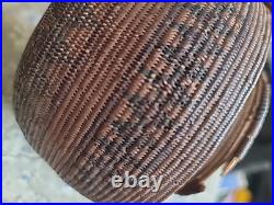 Antique Basket Native American Miniature Ollah RARE Handwoven Great Patina 5×4