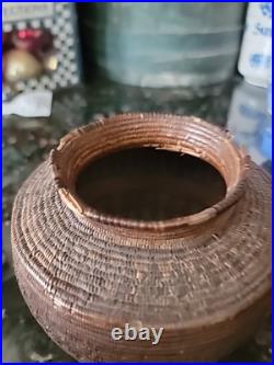 Antique Basket Native American Miniature Ollah RARE Handwoven Great Patina 5×4