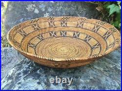 Antique California Coastal Indian Polychrome Chumash Basket / Tray 1800's RARE