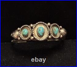 Antique Fred Harvey Era Native American Sterling & Turquoise Cuff Bracelet, RARE