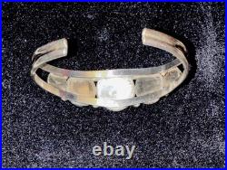 Antique Fred Harvey Era Native American Sterling & Turquoise Cuff Bracelet, RARE