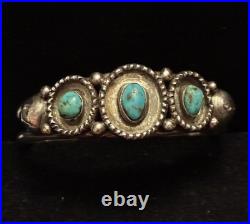 Antique Fred Harvey Era Native American Sterling & Turquoise Cuff Bracelet, RARE