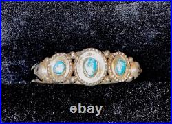 Antique Fred Harvey Era Native American Sterling & Turquoise Cuff Bracelet, RARE