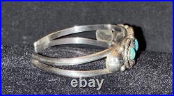 Antique Fred Harvey Era Native American Sterling & Turquoise Cuff Bracelet, RARE