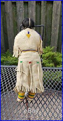 Antique Native American Indian Doll, Buckskin Dress, Museum Caliber, RARE