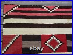 Antique Native American Indian Rug Blanket Navajo Geometric Chief 67 Inches Rare