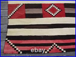 Antique Native American Indian Rug Blanket Navajo Geometric Chief 67 Inches Rare