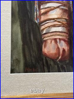 Antique Native American Painting Indian Papoose Esther Hunt Famous Rare Listed