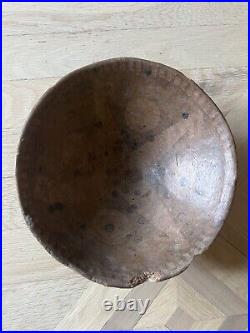 Antique Native American Wood Bowl Tribal Print Rare