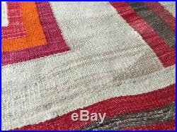 Antique Navajo Rug with rare Geometric Pattern Large Native American Blanket