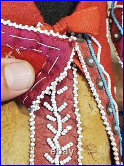 Antique OLD Native American Indian beaded rare SENECA eastern moccasins on buf