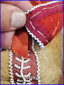 Antique OLD Native American Indian beaded rare SENECA eastern moccasins on buf Antique OLD Native American Indian beaded rare SENECA eastern moccasins on buf