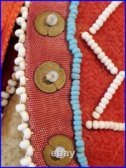 Antique OLD Native American Indian beaded rare SENECA eastern moccasins on buf