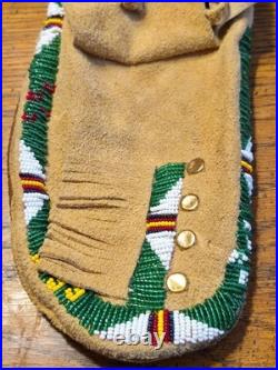 Antique Plateau Beaded Moccasins Rare Mens Size 12 Sheepskin Brass Trade Spots