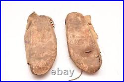 Antique RARE PAIR OF BEADED Native American SIOUX Plains Indian MOCCASINS VTG=