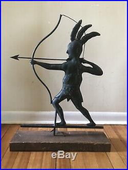 Antique Rare Copper Indian Weathervane 2 Sided Vintage Native American