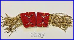 Antique Rare Native American Indian Beaded Arm Cuffs Qty 2 (Pair) 1880s-1900s