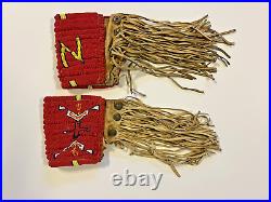 Antique Rare Native American Indian Beaded Arm Cuffs Qty 2 (Pair) 1880s-1900s