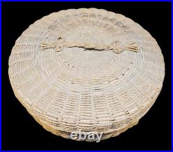 Antique Rare Native American Passamaquoddy Braided Sweetgrass Sewing Basket