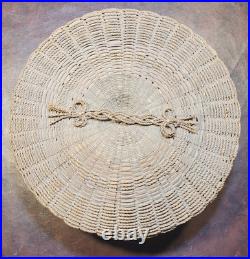 Antique Rare Native American Passamaquoddy Braided Sweetgrass Sewing Basket