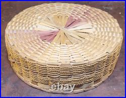 Antique Rare Native American Passamaquoddy Braided Sweetgrass Sewing Basket
