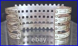 Antique Rare Navajo Sterling Silver 4 Row Green Turquoise Cuff Bracelet