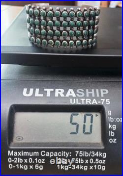 Antique Rare Navajo Sterling Silver 4 Row Green Turquoise Cuff Bracelet Antique Rare Navajo Sterling Silver 4 Row Green Turquoise Cuff Bracelet