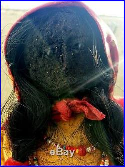 Antique SKOOKUM Indian Doll Apple Head 16 Bully Good Foot Sticker ca. 1917 RARE