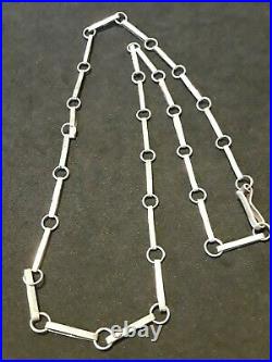 Antique STERLING SILVER Old Pawn Handmade Chain Link Necklace 20 Lg Rare