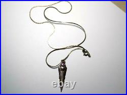 Antique Silver Native American Necklace With Pendant With Blue Stone Rare Find