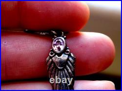 Antique Silver Native American Necklace With Pendant With Blue Stone Rare Find