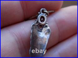 Antique Silver Native American Necklace With Pendant With Blue Stone Rare Find