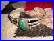 Antique-Sterling-Cuff-Split-Shank-with-Pump-Drilled-Turquoise-Cab-Wow-Rare-01-cw