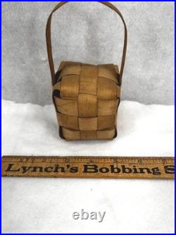 Antique splint ash basket rattle rare Native American Wabanaki original