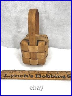 Antique splint ash basket rattle rare Native American Wabanaki original