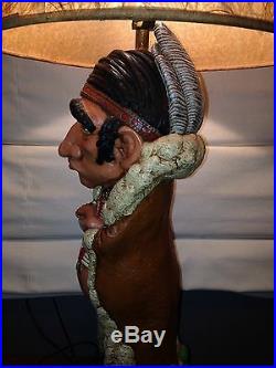 Apsit Bros. 1974 Native American Lamp RARE EARLY California Pottery Chalkware