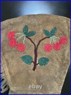 Authentic 1930s Native American Plateau Gauntlet Gloves- Rare Cherry Motif