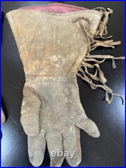Authentic 1930s Native American Plateau Gauntlet Gloves- Rare Cherry Motif