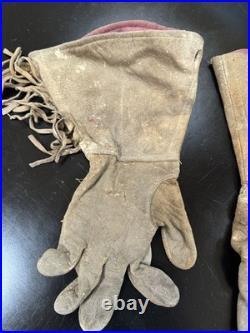 Authentic 1930s Native American Plateau Gauntlet Gloves- Rare Cherry Motif