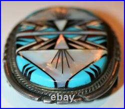 Authentic Rare Navajo Tommy Jackson Turquoise Zuni Style Sterling Silver Buckle