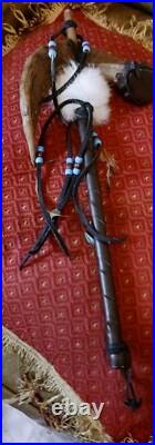 Awesome Rare Native American Rams Horn Rattle Hand Made Shaman Rattle