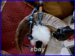 Awesome Rare Native American Rams Horn Rattle Hand Made Shaman Rattle