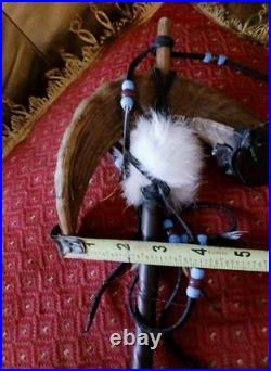 Awesome Rare Native American Rams Horn Rattle Hand Made Shaman Rattle