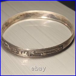 Awesome Sterling Silver Navajo Storyteller Bangle Bracelet 2.5 Diameter Rare