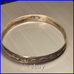Awesome Sterling Silver Navajo Storyteller Bangle Bracelet 2.5 Diameter Rare