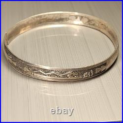 Awesome Sterling Silver Navajo Storyteller Bangle Bracelet 2.5 Diameter Rare