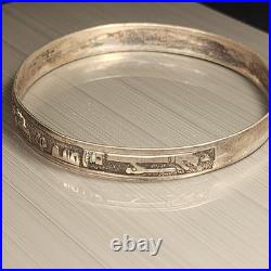 Awesome Sterling Silver Navajo Storyteller Bangle Bracelet 2.5 Diameter Rare