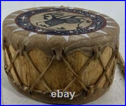 Awesome Vintage Native American Buffalo Hide Drum Sonja Holy Eagle Rare Nice