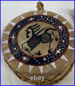 Awesome Vintage Native American Buffalo Hide Drum Sonja Holy Eagle Rare Nice