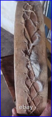 Awesome Vintage Native American Raramuri Tarahumara Drum Lg Rare Goatskin